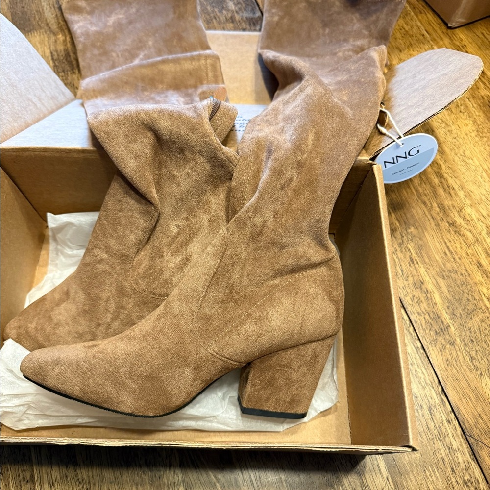 Over-the-Knee Suede Boots in Tan